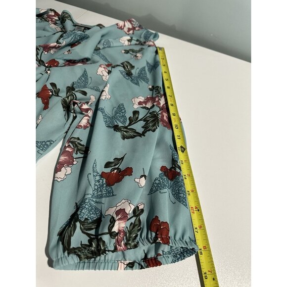 Catherines Womens 2X Blue Floral Butterfly Ruffle Top Romantic Flowy Cottagecore - Picture 10 of 10